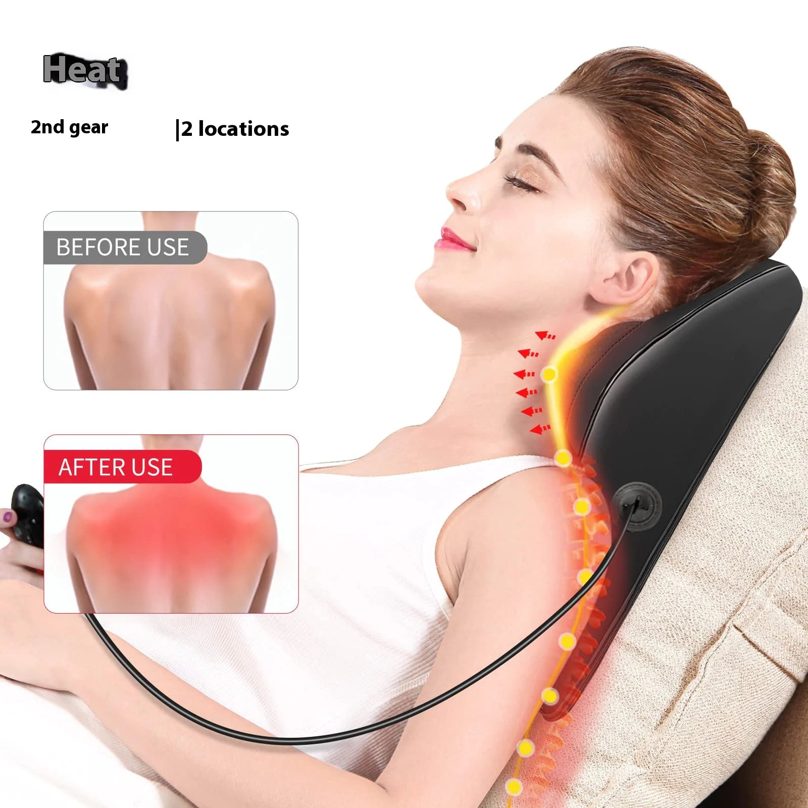 Heated Neck & Back Massager Pillow
